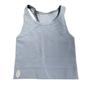 FP Movement By Free People Seamless Ribbed Crop Tank Top XS TP Blue Mesh Cutout
